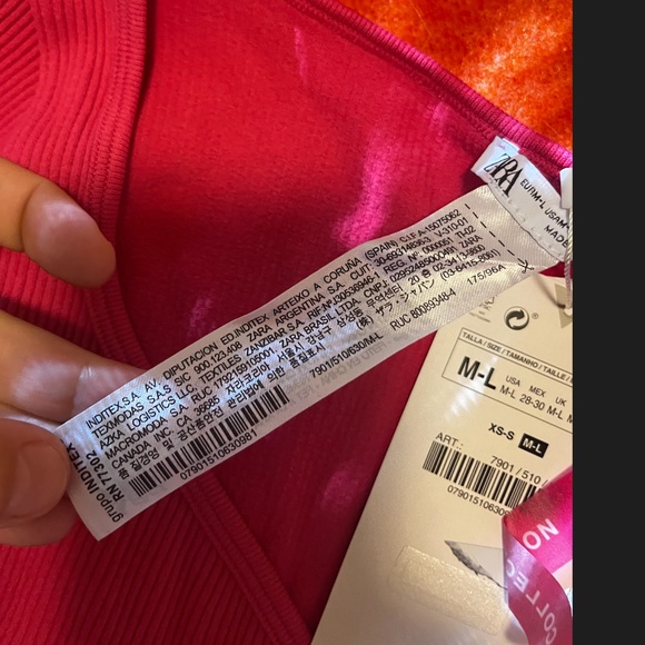 Zara hot pink fuchsia seamless ribbed top and leggings coordinated set NWT - Picture 5 of 16